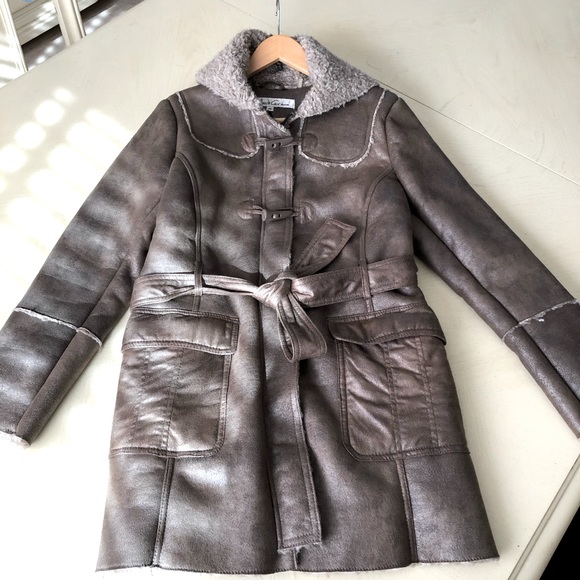 Kenneth Cole Vegan Leather Hooded Coat Jacket - Picture 1 of 16